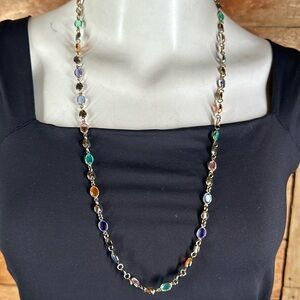 Bezel bead acrylic opaque pastel colored chain link necklace